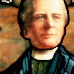 Detail of Beatitude window by Robert Reid of Rev. Collier of New York who gave the sermon at the dedication of the Unitarian Memorial Church.